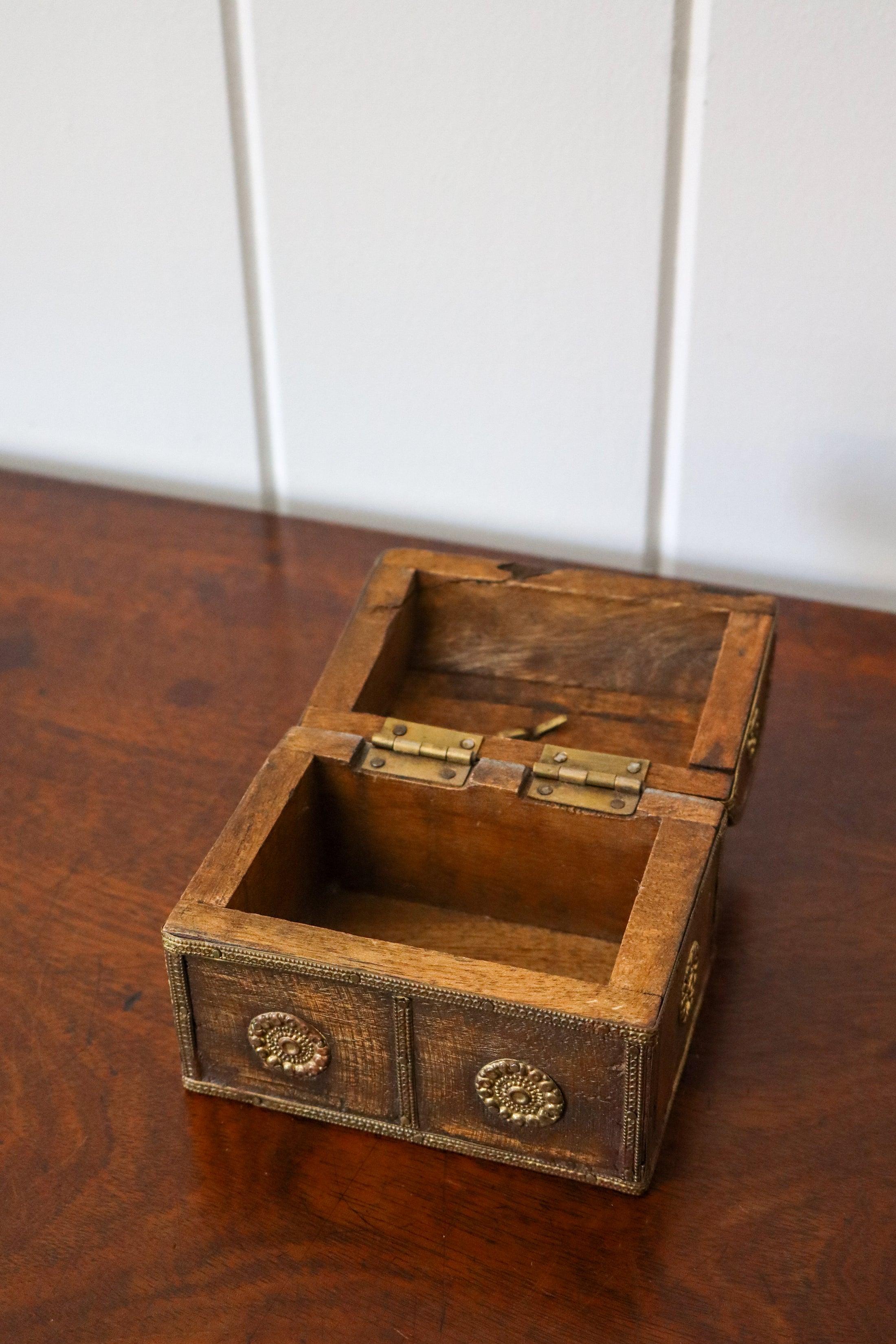 Unusual Petite Brass Medallion, Dome Top Trinket Box