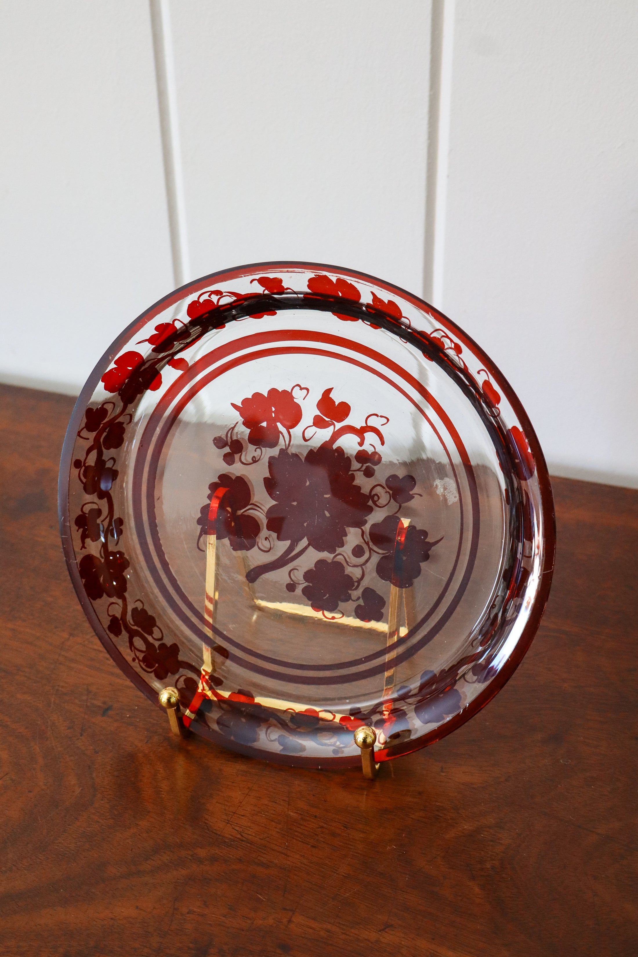 19th Century Victorian Red Bohemian Leaf Plate (c. 1890)