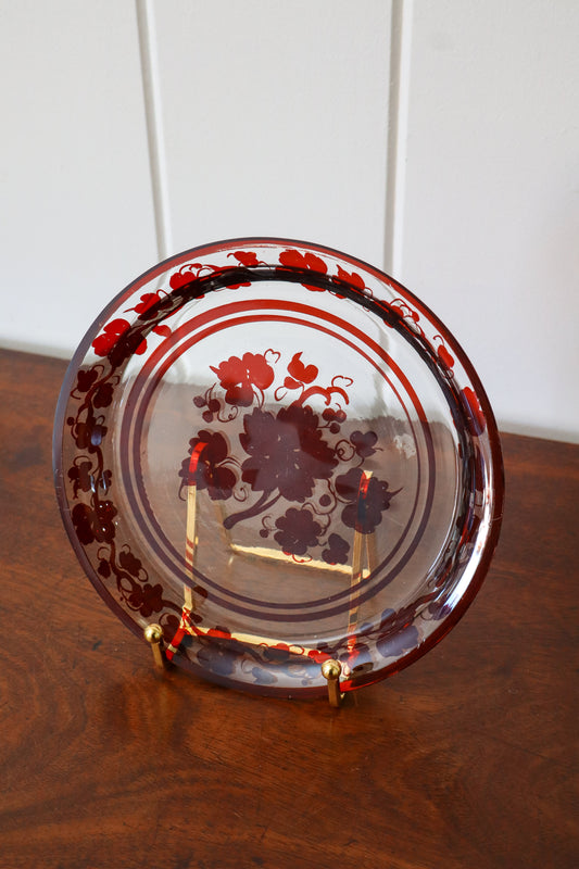 19th Century Victorian Red Bohemian Leaf Plate (c. 1890)
