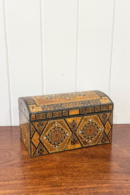 19th Century Large Fully Inlaid Mosaic Dome Box