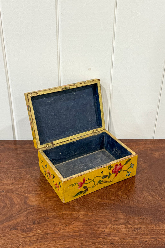 Vintage Hand Painted Mustard + Floral Box