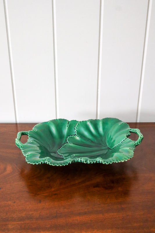 Copeland (c. 1860-1875) Green Majolica Overlapping Large Leaf Server