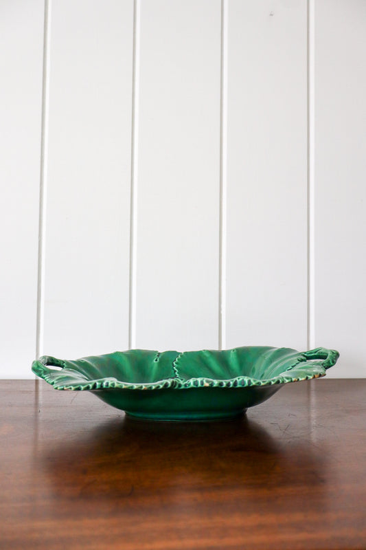 Copeland (c. 1860-1875) Green Majolica Overlapping Large Leaf Server