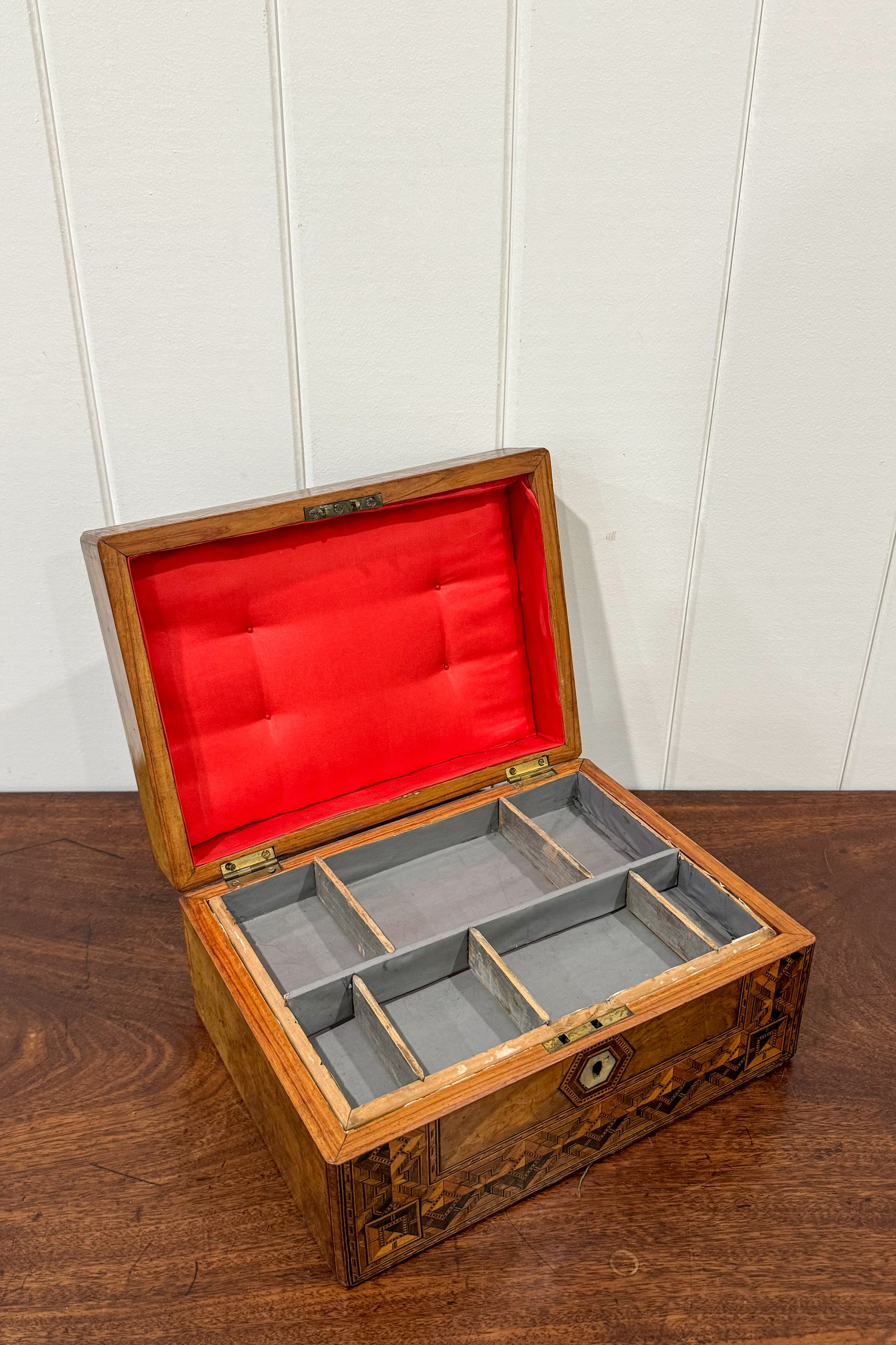 Antique Tunbridge Inlaid Jewelry Box (c. 1850)