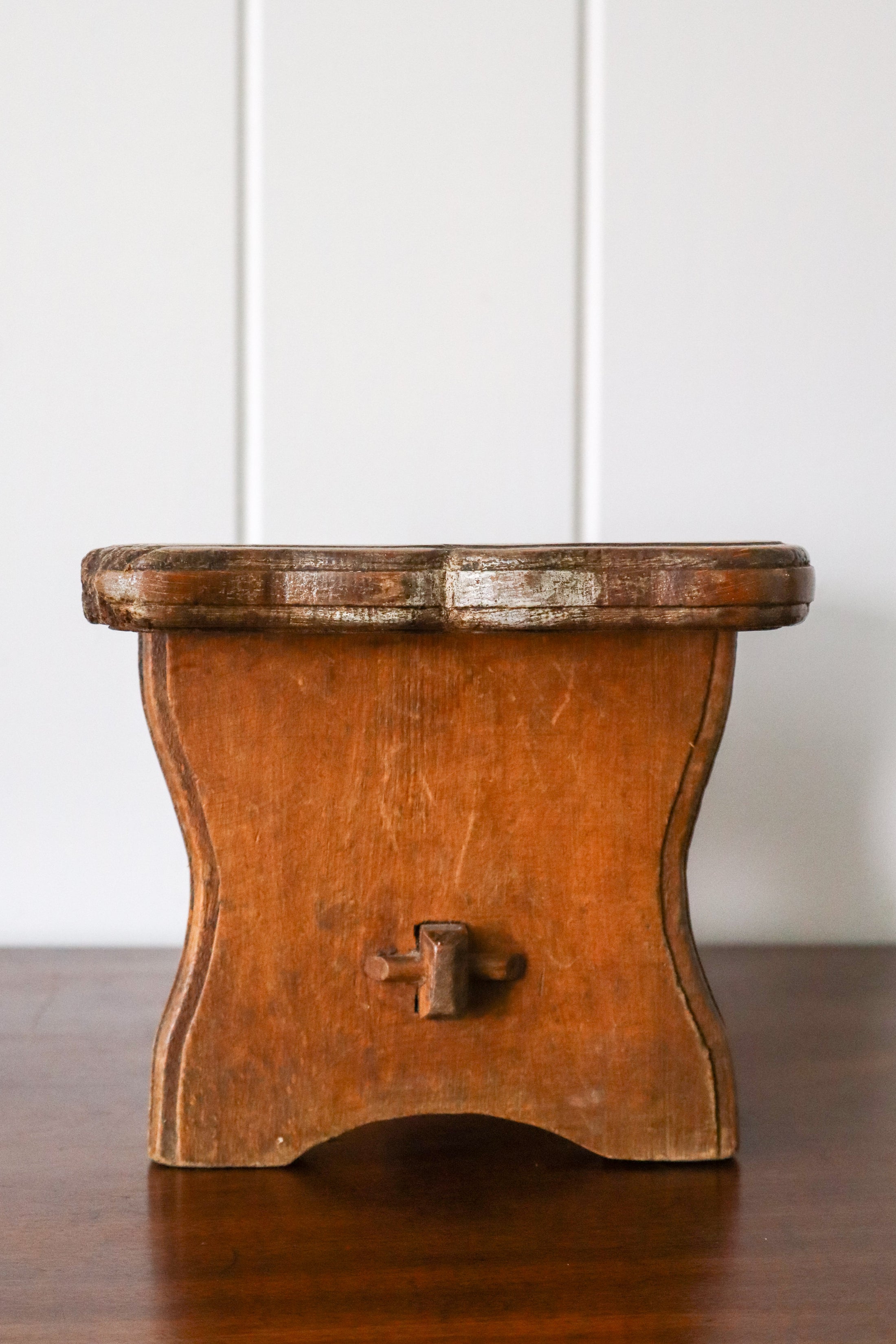 Antique Petite French Stool w/ Scalloped Top