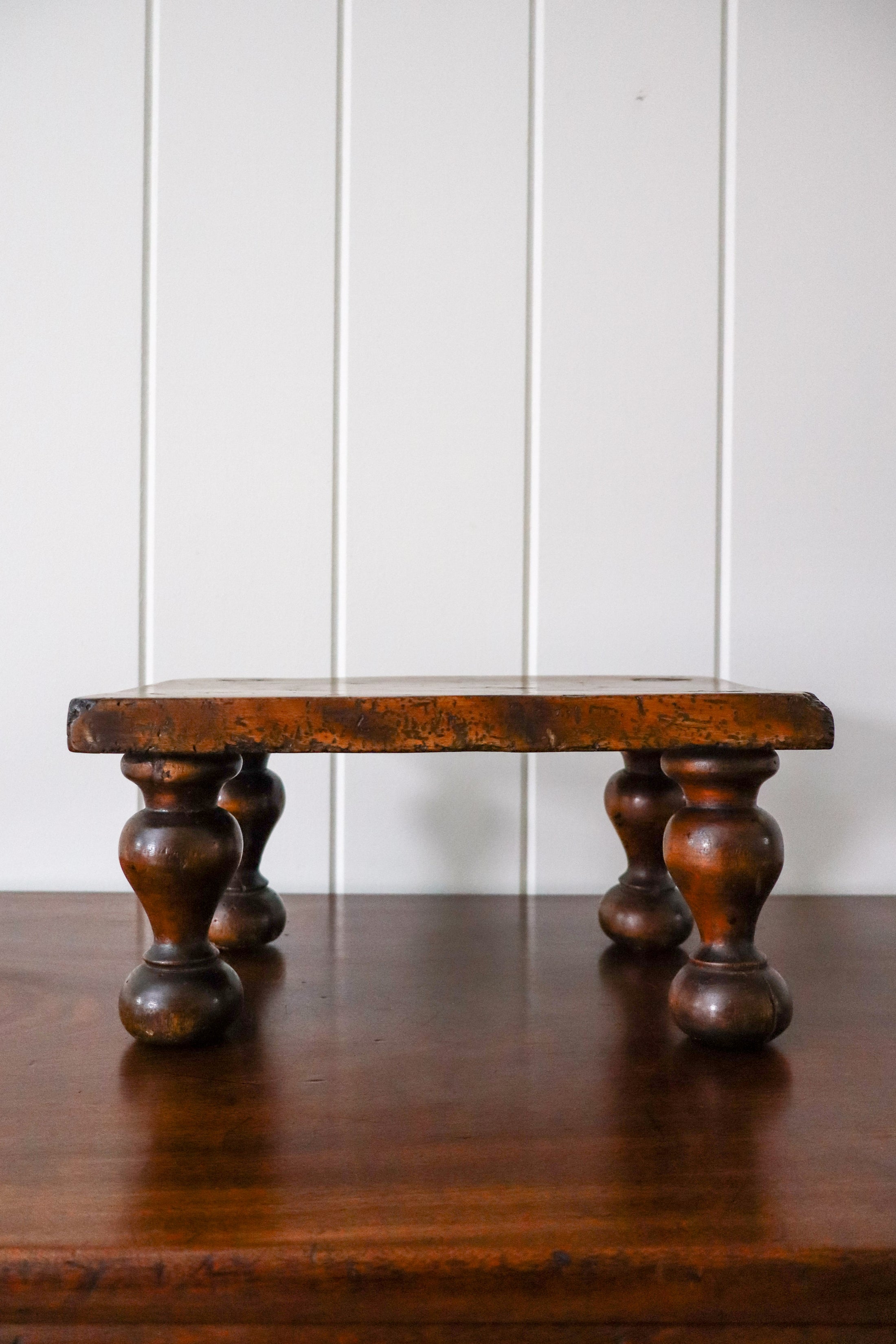 Antique English Oak Single Plank Joint Stool on Feet (c. 1880)