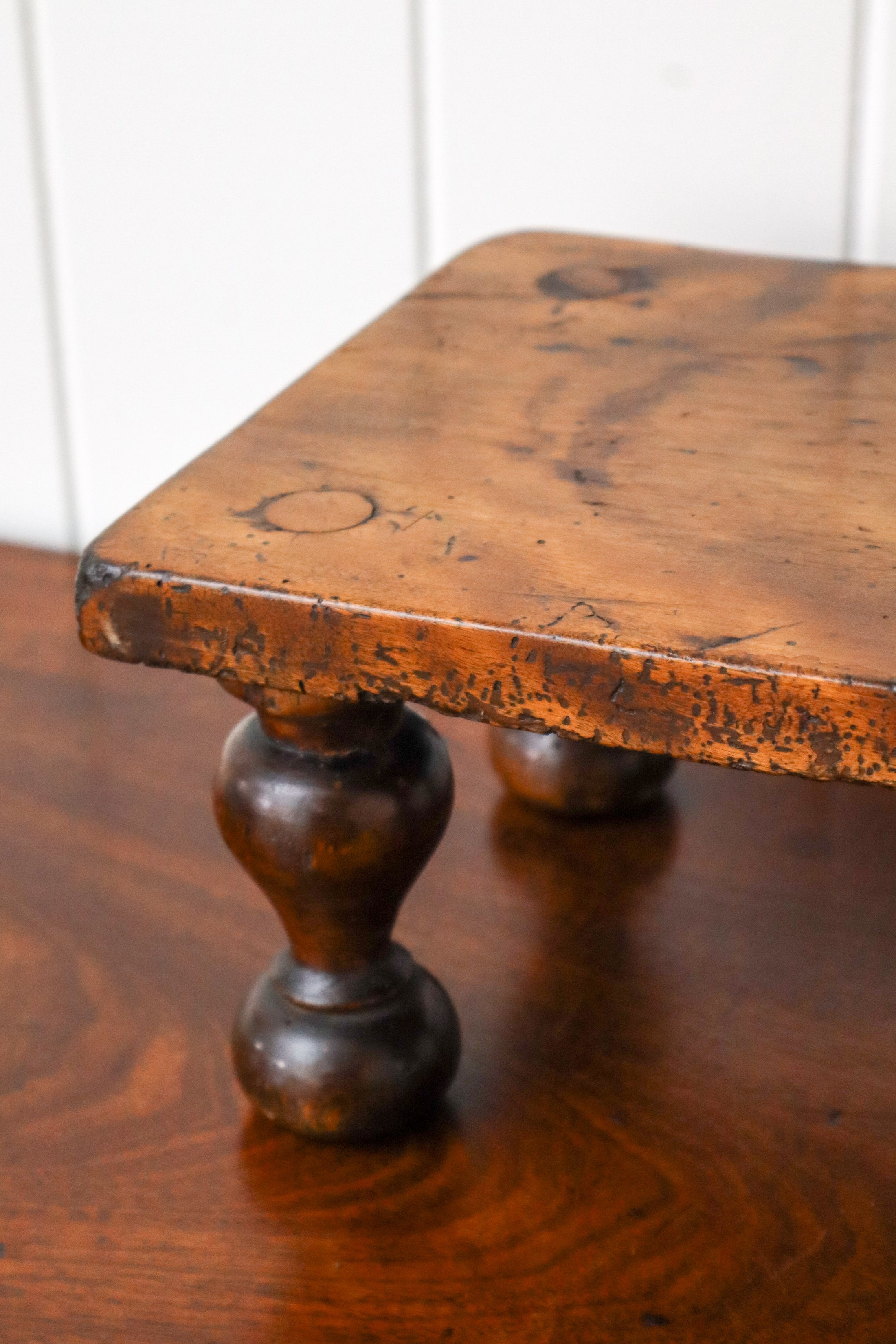 Antique English Oak Single Plank Joint Stool on Feet (c. 1880)