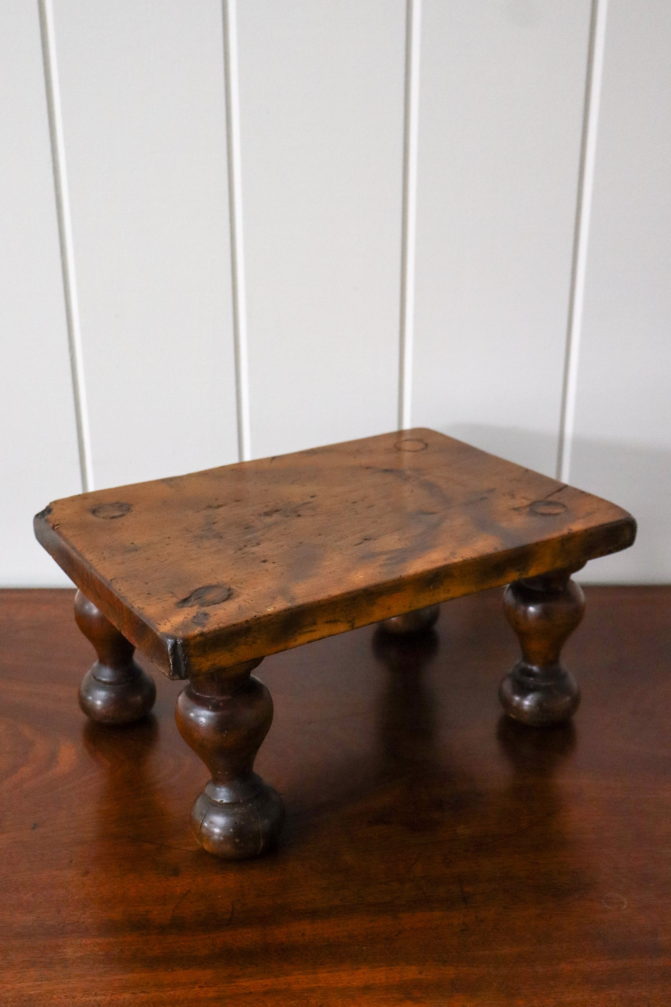 Antique English Oak Single Plank Joint Stool on Feet (c. 1880)