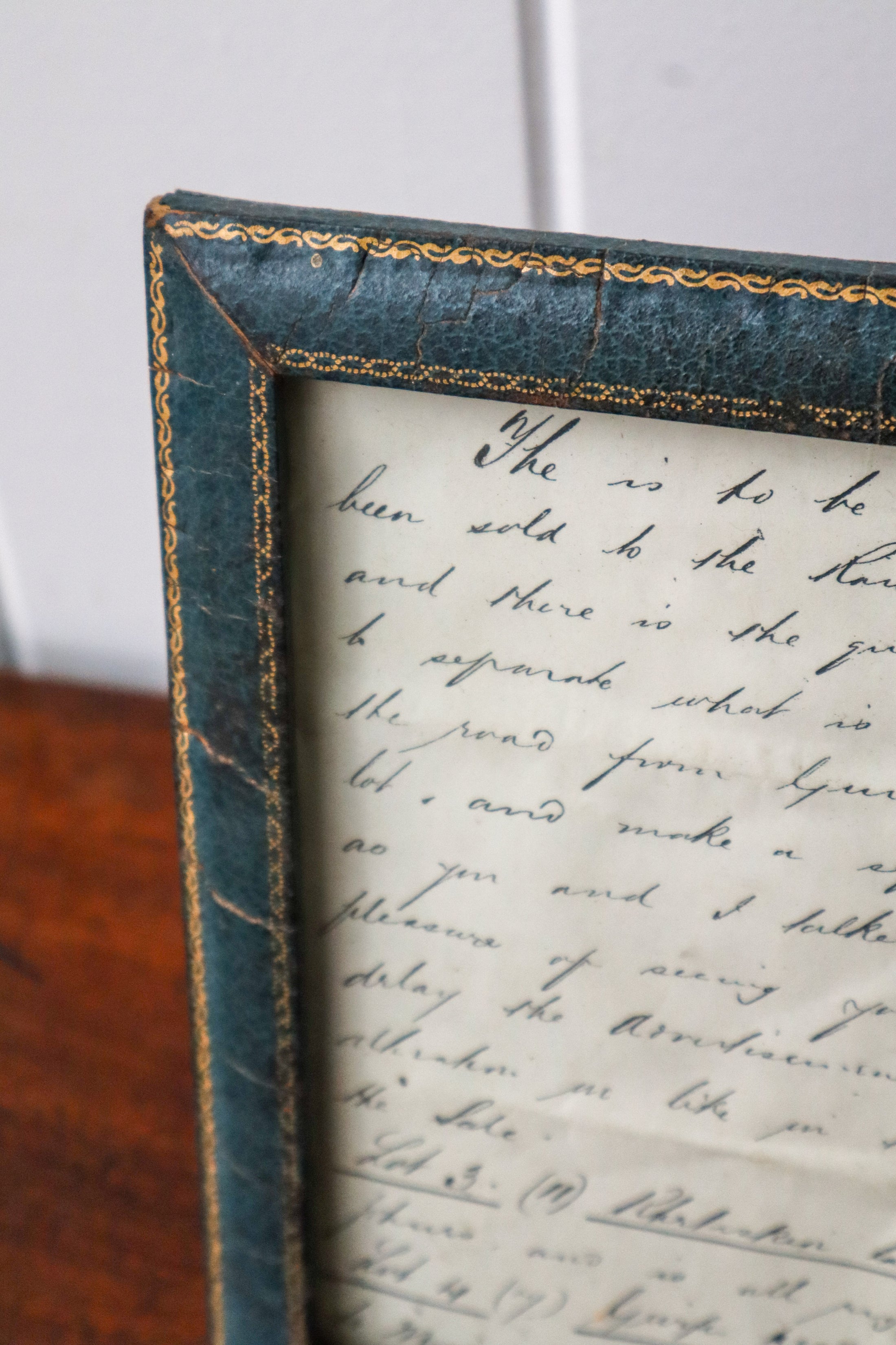 Antique English Green Leather Frame (c. 1920)