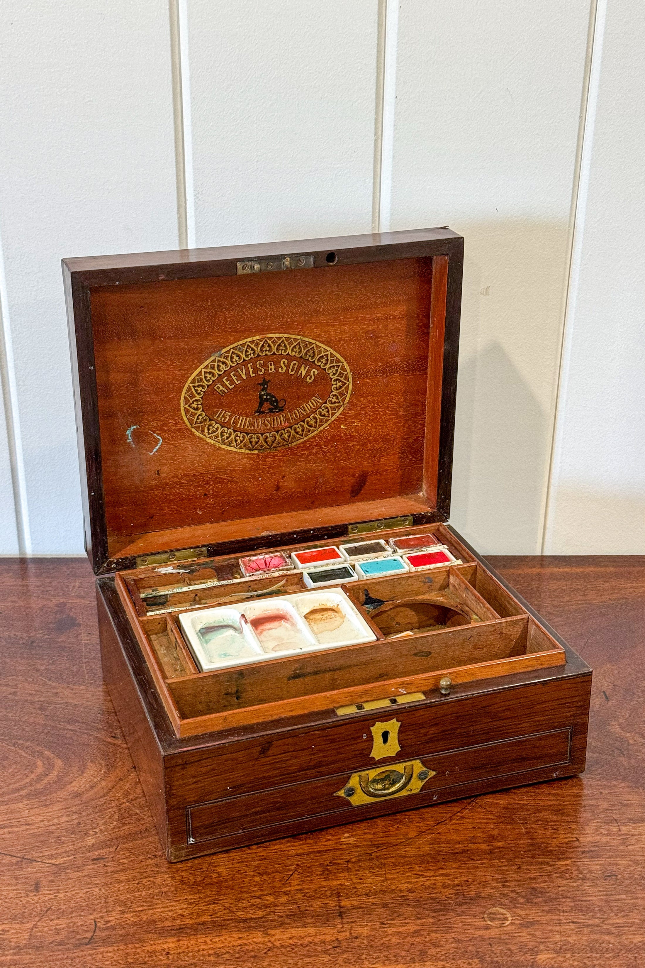 Reeves & Sons Artist Paint Box with Original Paint + Working Key (c. 1890)