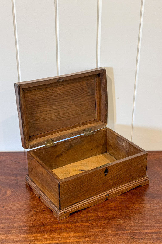 Antique Oak Tea Box with Scalloped Apron