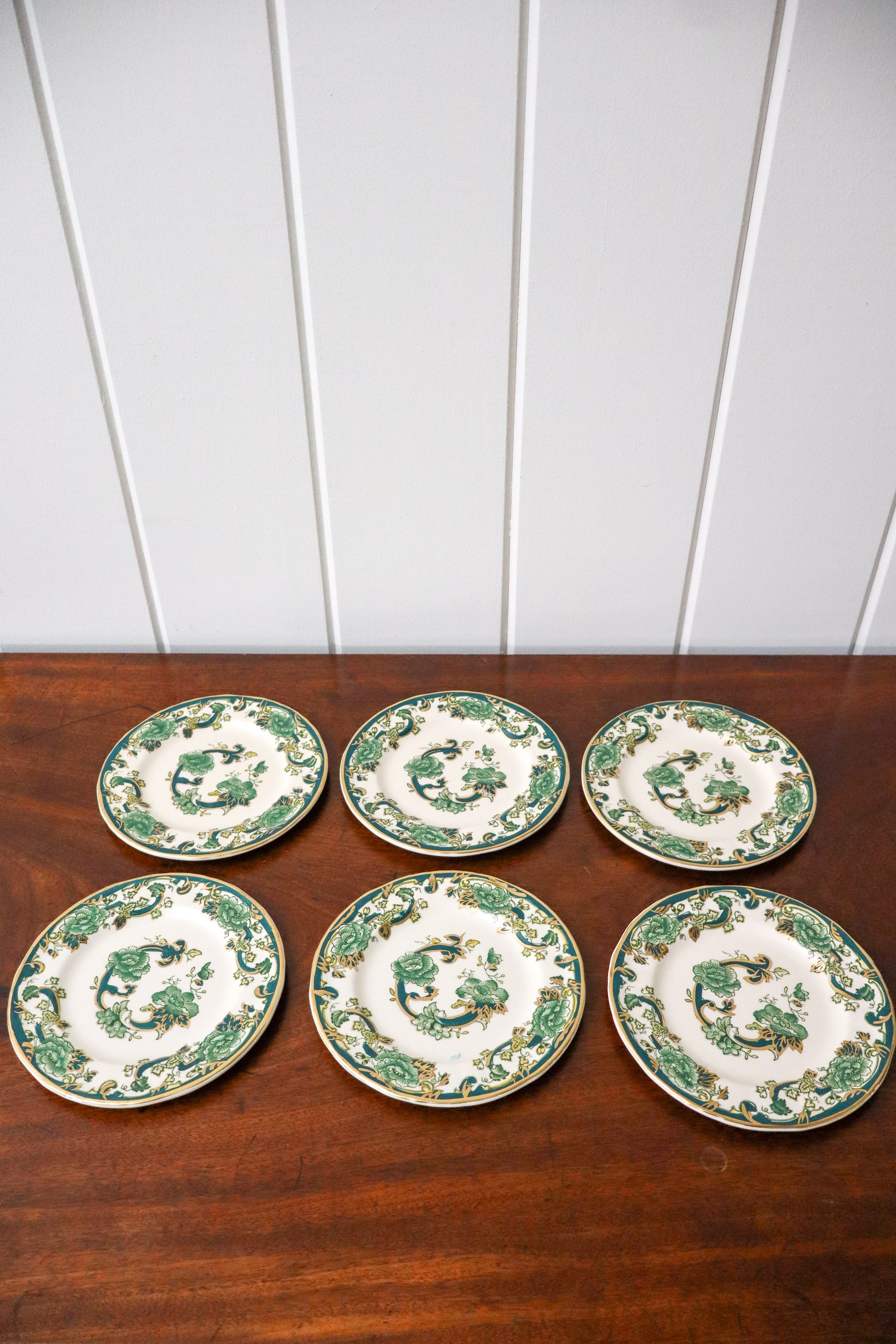 SET of 6 Masons Ironstone ‘Chartreuse’ Floral Small 5.75”W Plates