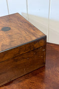 Load image into Gallery viewer, Burl Wood Box with Scallop Brass Details + Blue Velvet Interior
