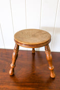 Load image into Gallery viewer, Antique Elmwood Milking Stool with Turned Legs

