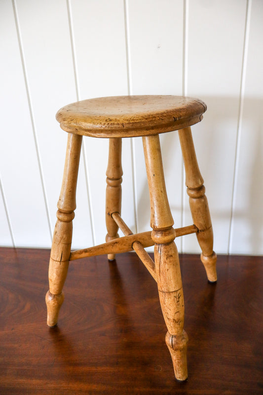 Unusual Antique Pine Stool