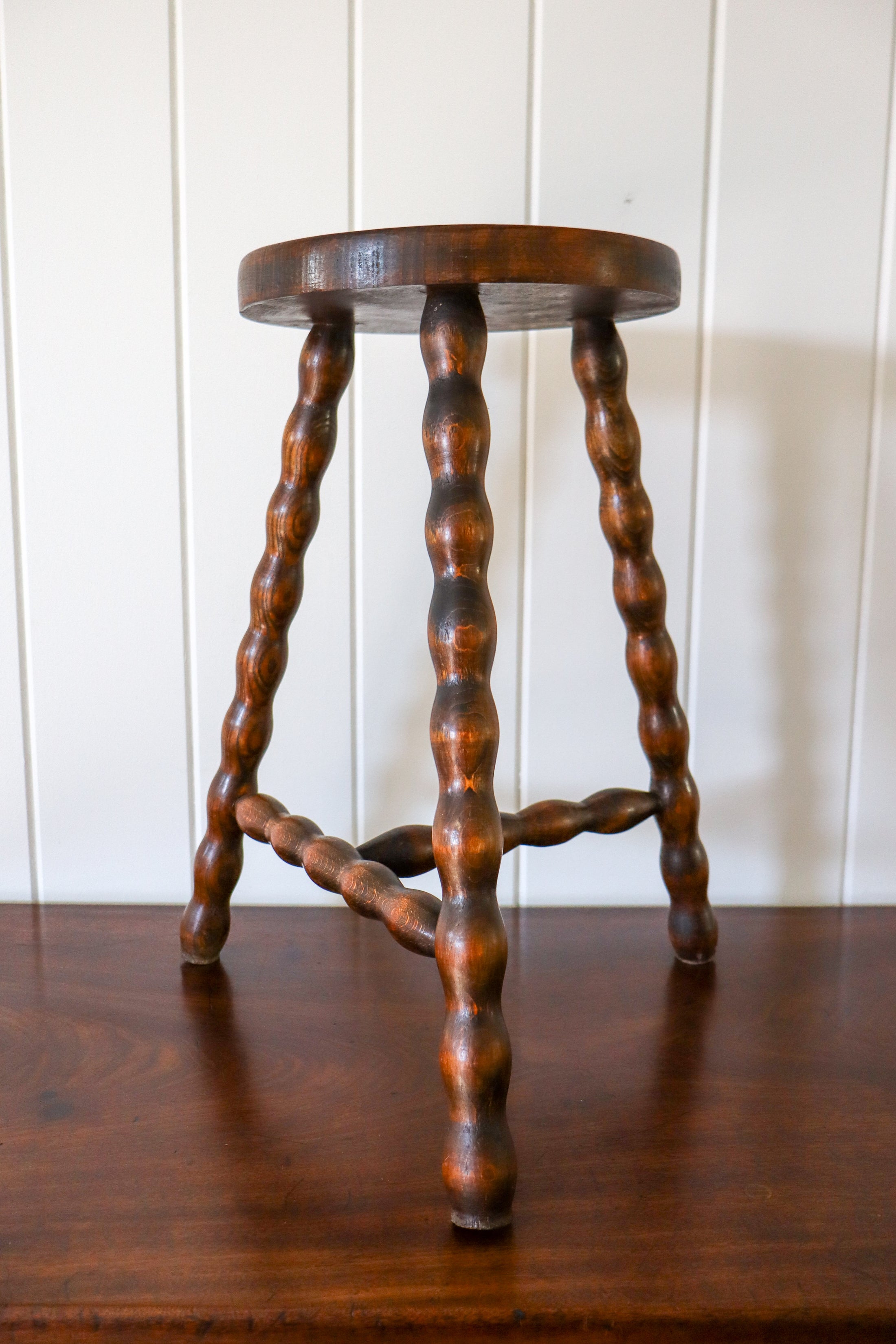 Antique French 3 Leg Bobbin Stool