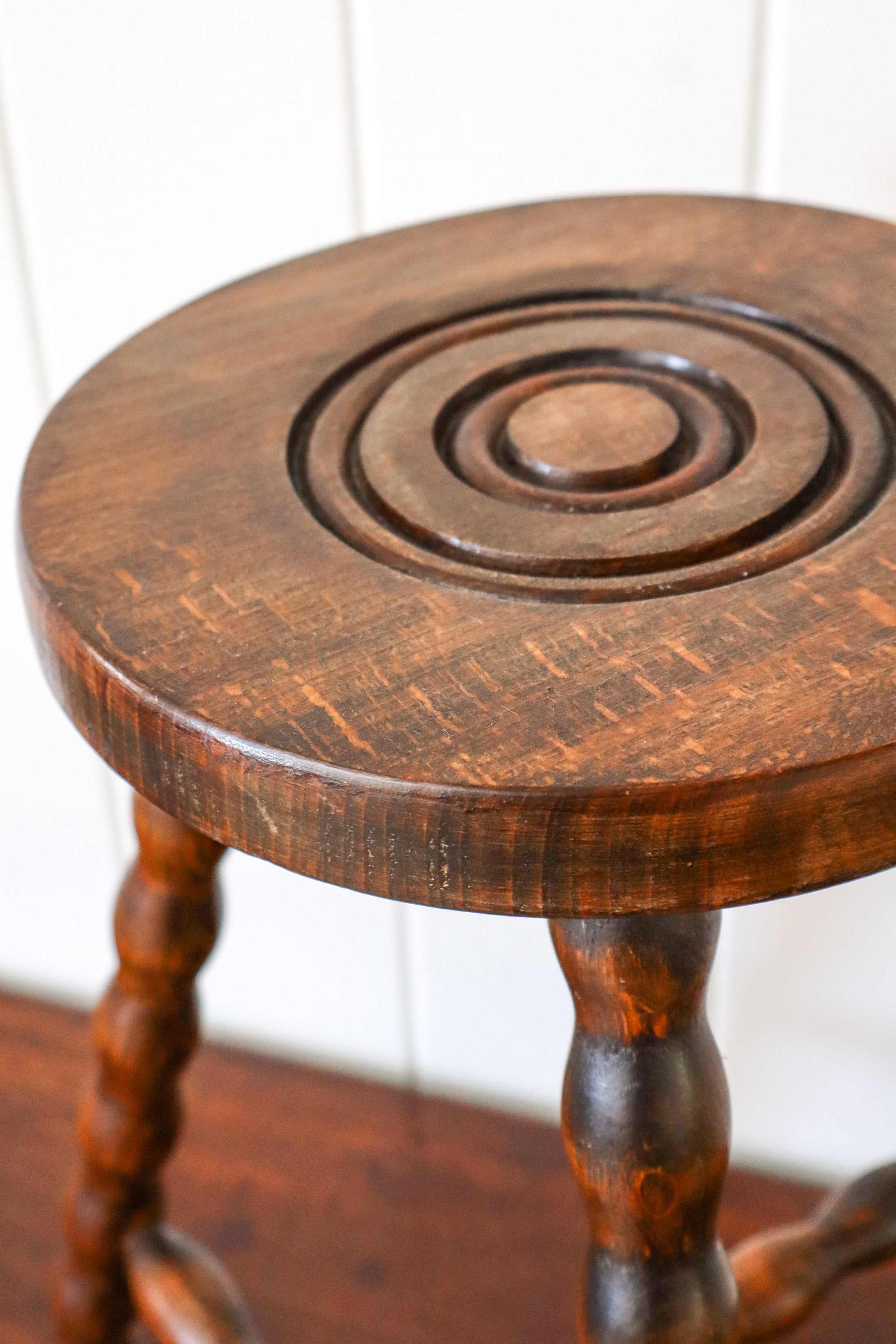 Antique French 3 Leg Bobbin Stool