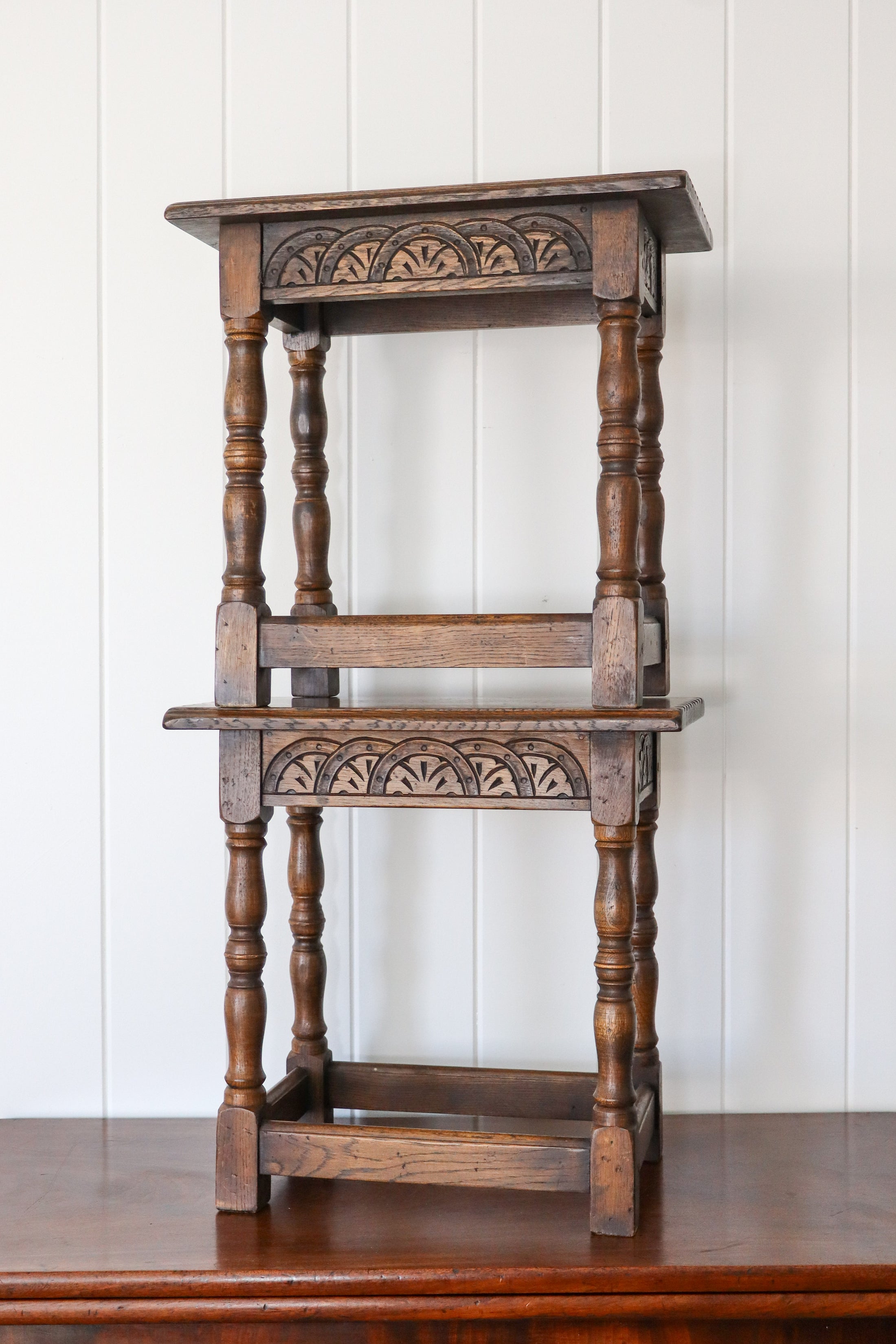 PAIR Antique English Oak Joint Stools