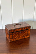 Load image into Gallery viewer, 18th Century Inlaid Tea Caddy with Handle (c. 1760) | Complete with Original Fittings + Working Key
