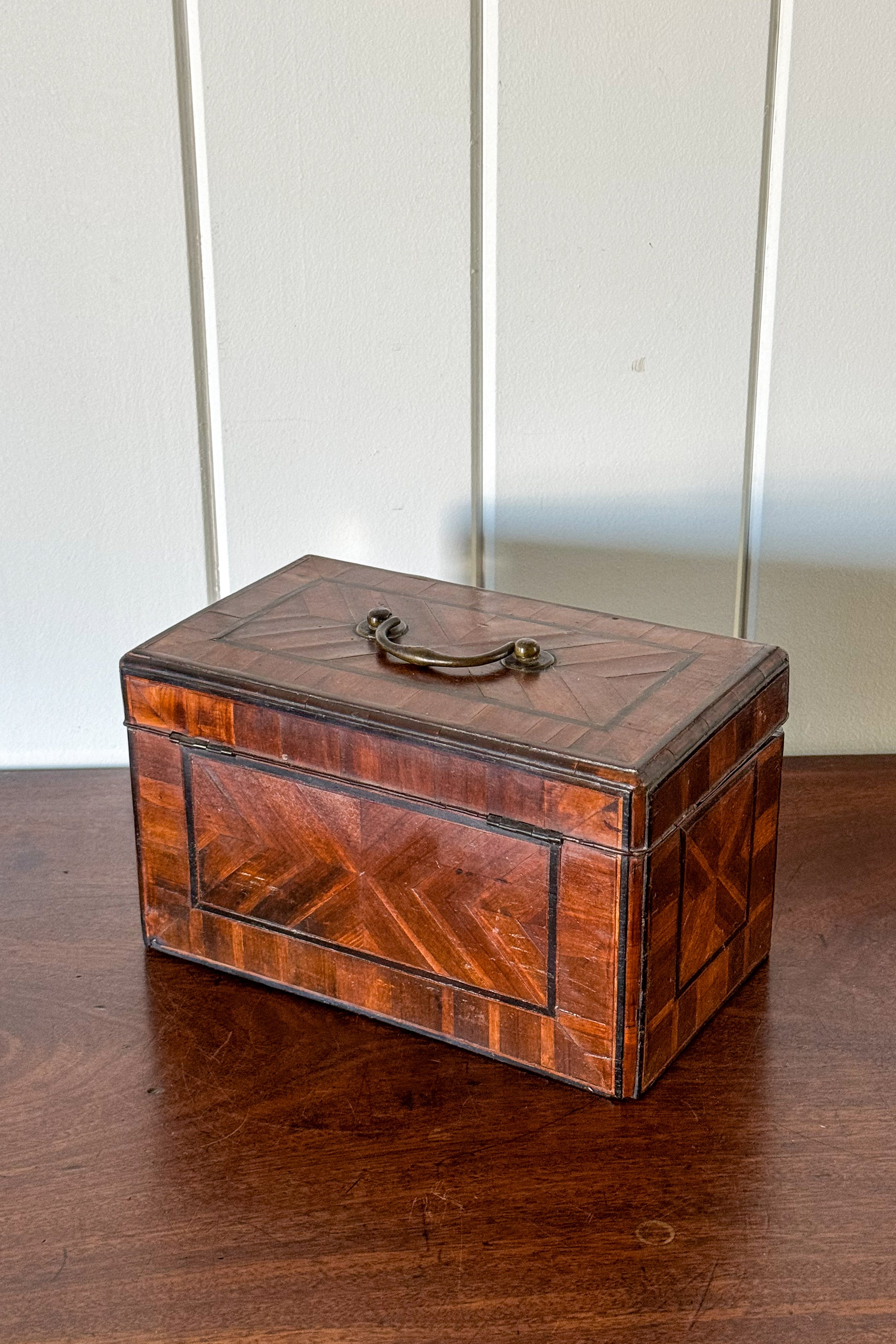 18th Century Inlaid Tea Caddy with Handle (c. 1760) | Complete with Original Fittings + Working Key
