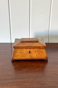 Load image into Gallery viewer, Antique English Oak Tea Caddy with Sarcophagus Top
