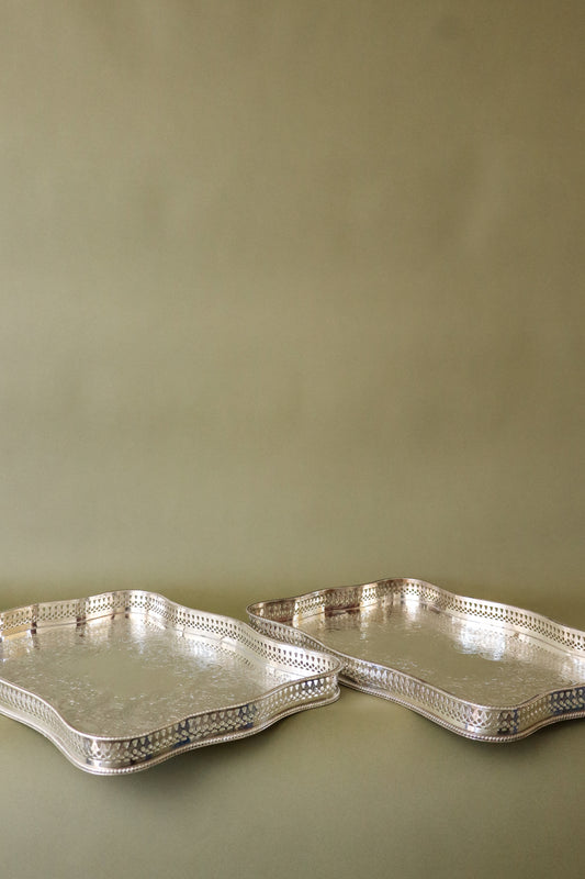 Silver Plate Rounded Rectangular Gallery Tray (Barker Ellis; England c. 1920)