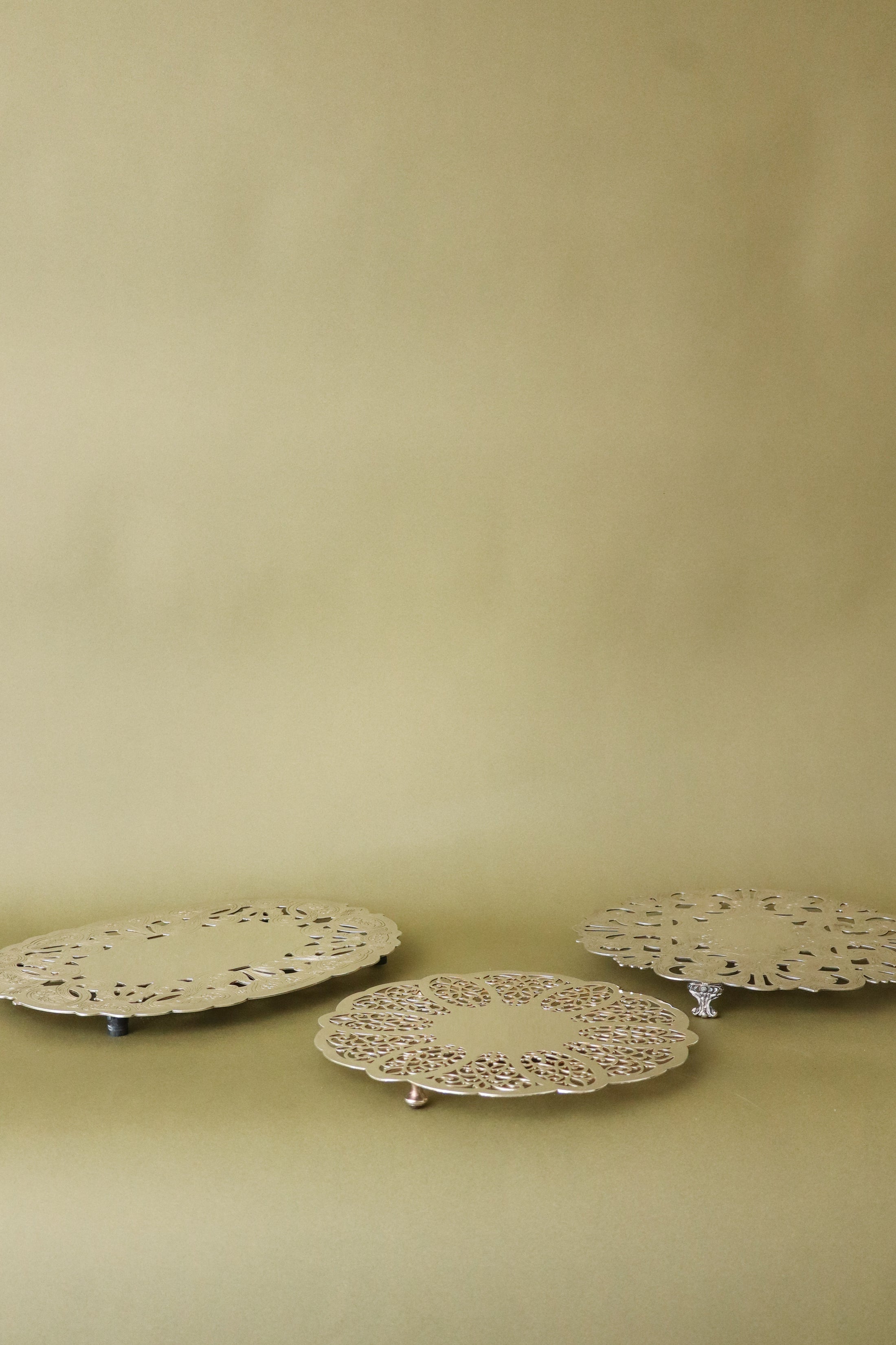 Round Silver Plate Trivet