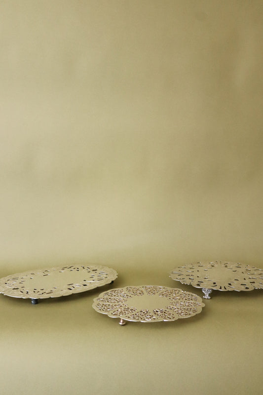 Wallace Etched Floral Silver Plate Oblong Trivet