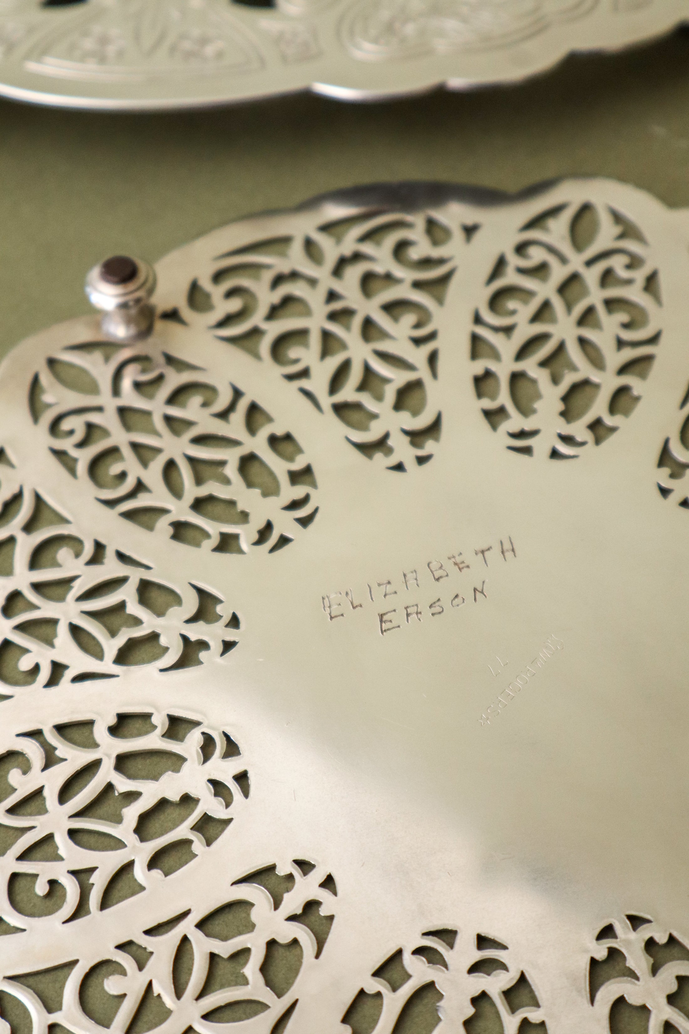 Wallace Etched Floral Silver Plate Oblong Trivet