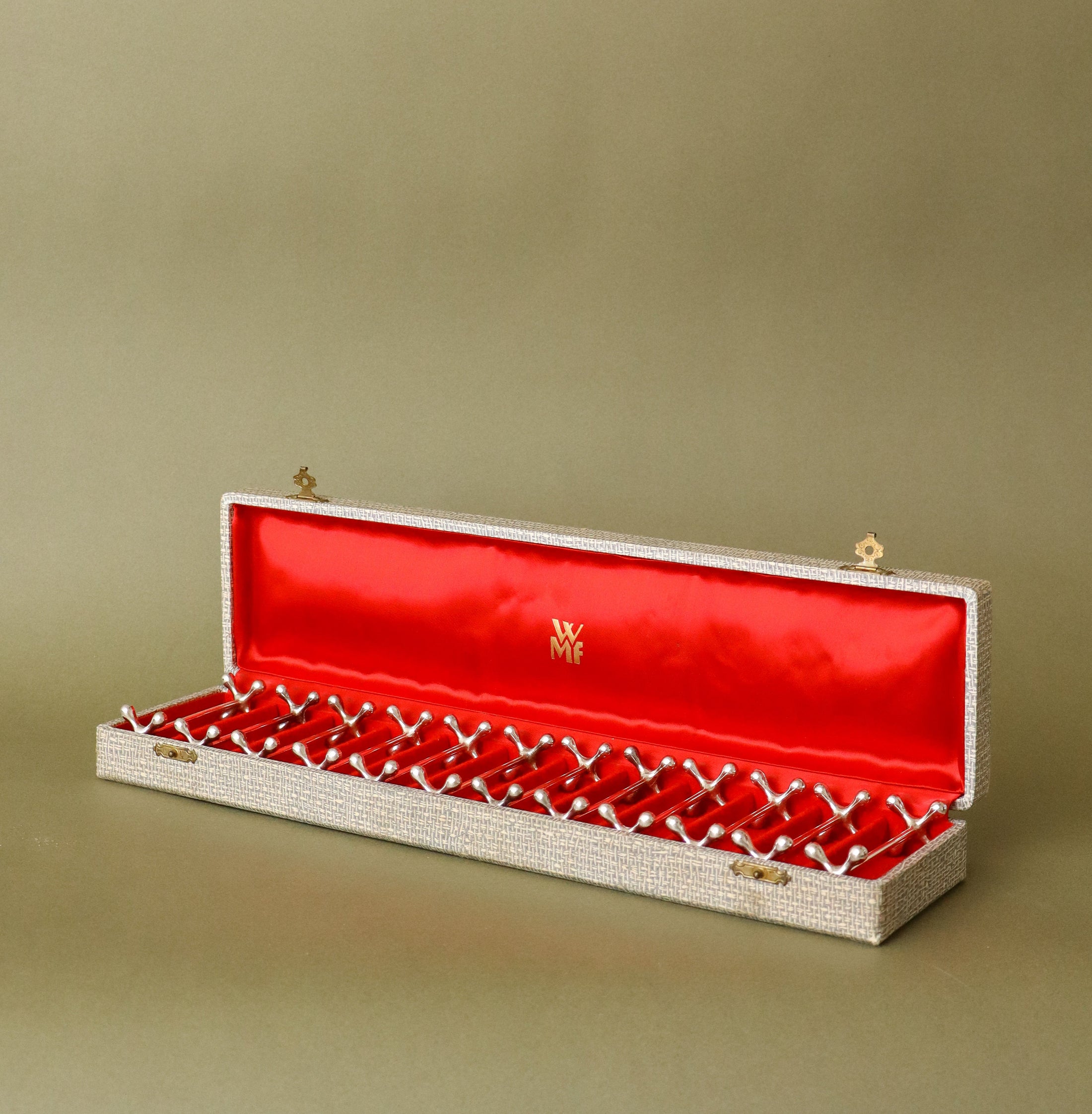 SET of 12 Silver Plate German Knife Rests by Württembergische Metallwarenfabrik in Original Box (c. 1960)