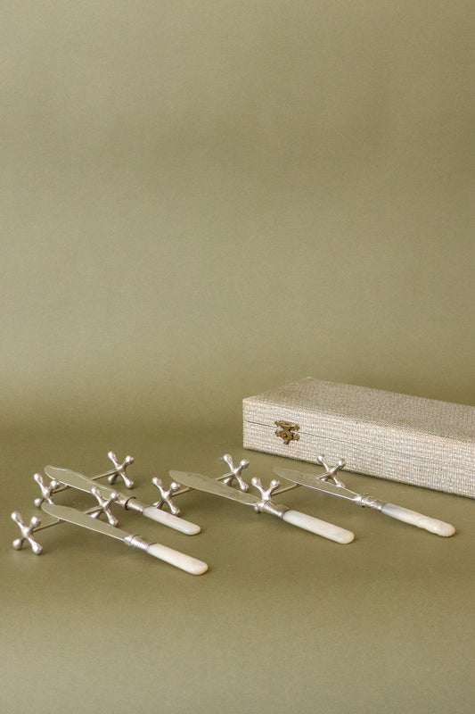 SET of 12 Silver Plate German Knife Rests by Württembergische Metallwarenfabrik in Original Box (c. 1960)