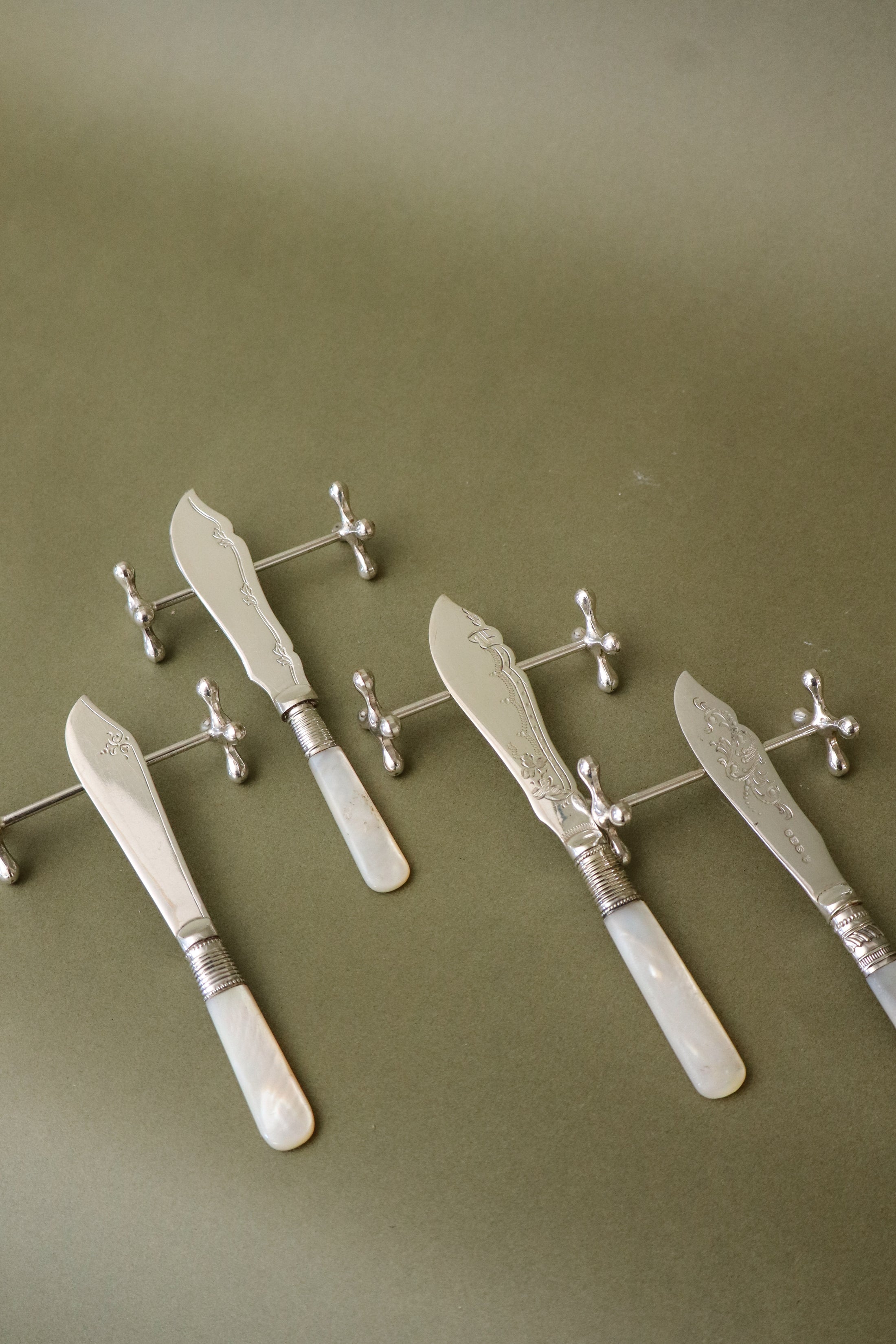 SET of 12 Silver Plate German Knife Rests by Württembergische Metallwarenfabrik in Original Box (c. 1960)