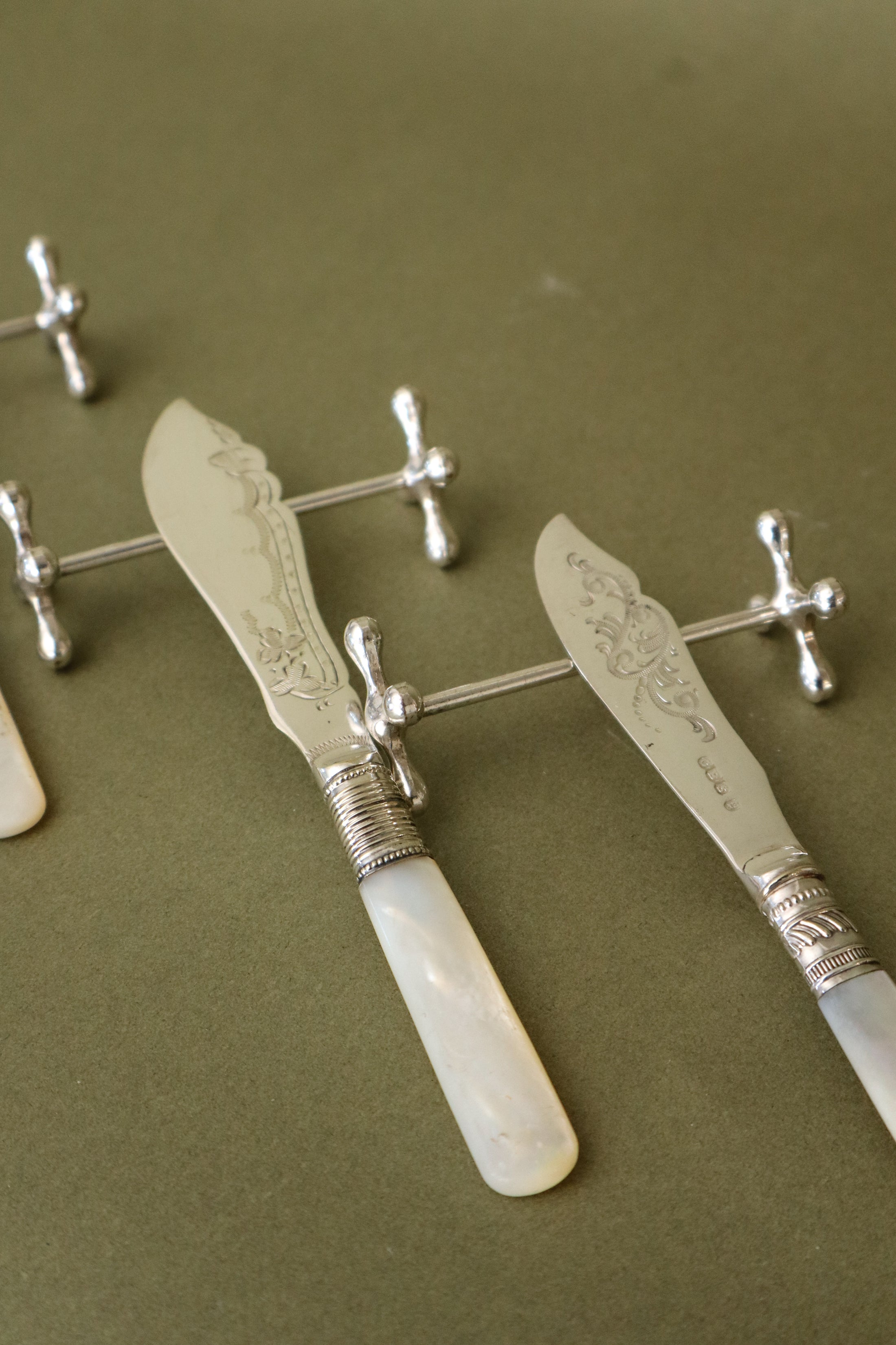 SET of 12 Silver Plate German Knife Rests by Württembergische Metallwarenfabrik in Original Box (c. 1960)