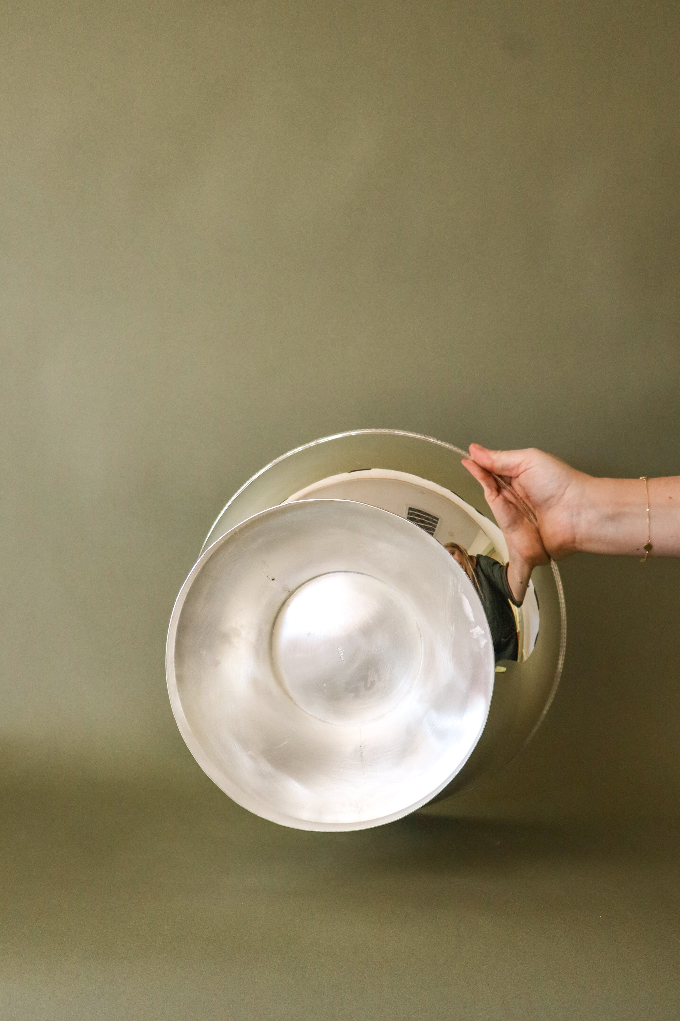Large English Silver Plate Punch Bowl with Trim Detail