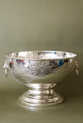 Load image into Gallery viewer, Large Beverage/Ice Bowl with Lion Head Pulls | English Silver Plate on Copper (c. 1930)
