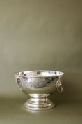 Load image into Gallery viewer, Large Beverage/Ice Bowl with Lion Head Pulls | English Silver Plate on Copper (c. 1930)
