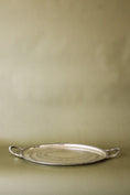 Load image into Gallery viewer, English Silver Plate on Copper Handled Oval Tray with Vine Etching
