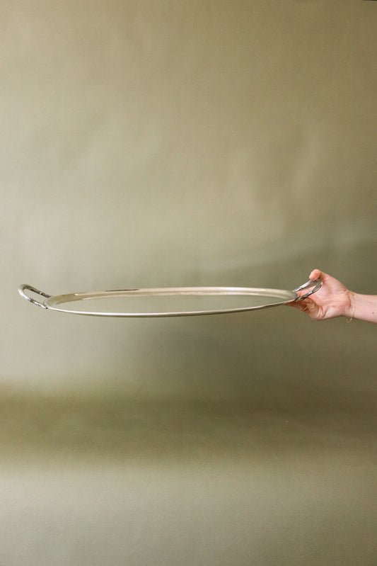 English Silver Plate Handled Oval Tray