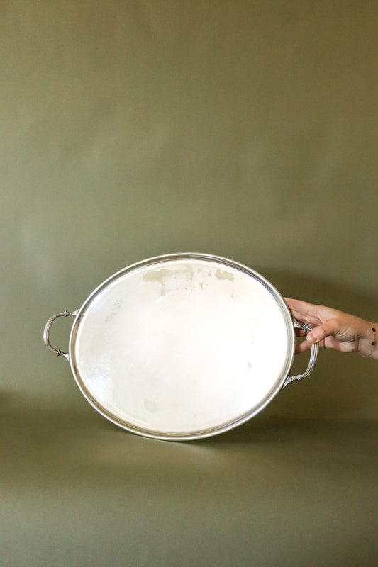 English Silver Plate Handled Oval Tray