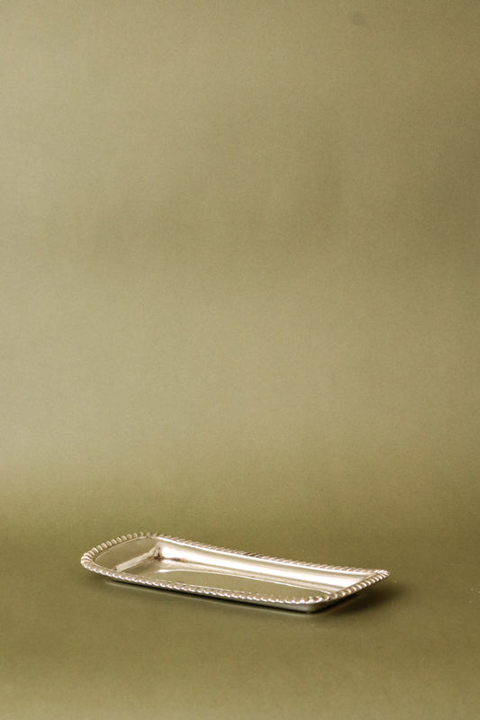 Silver Plate Butter Dish with Rope Edge