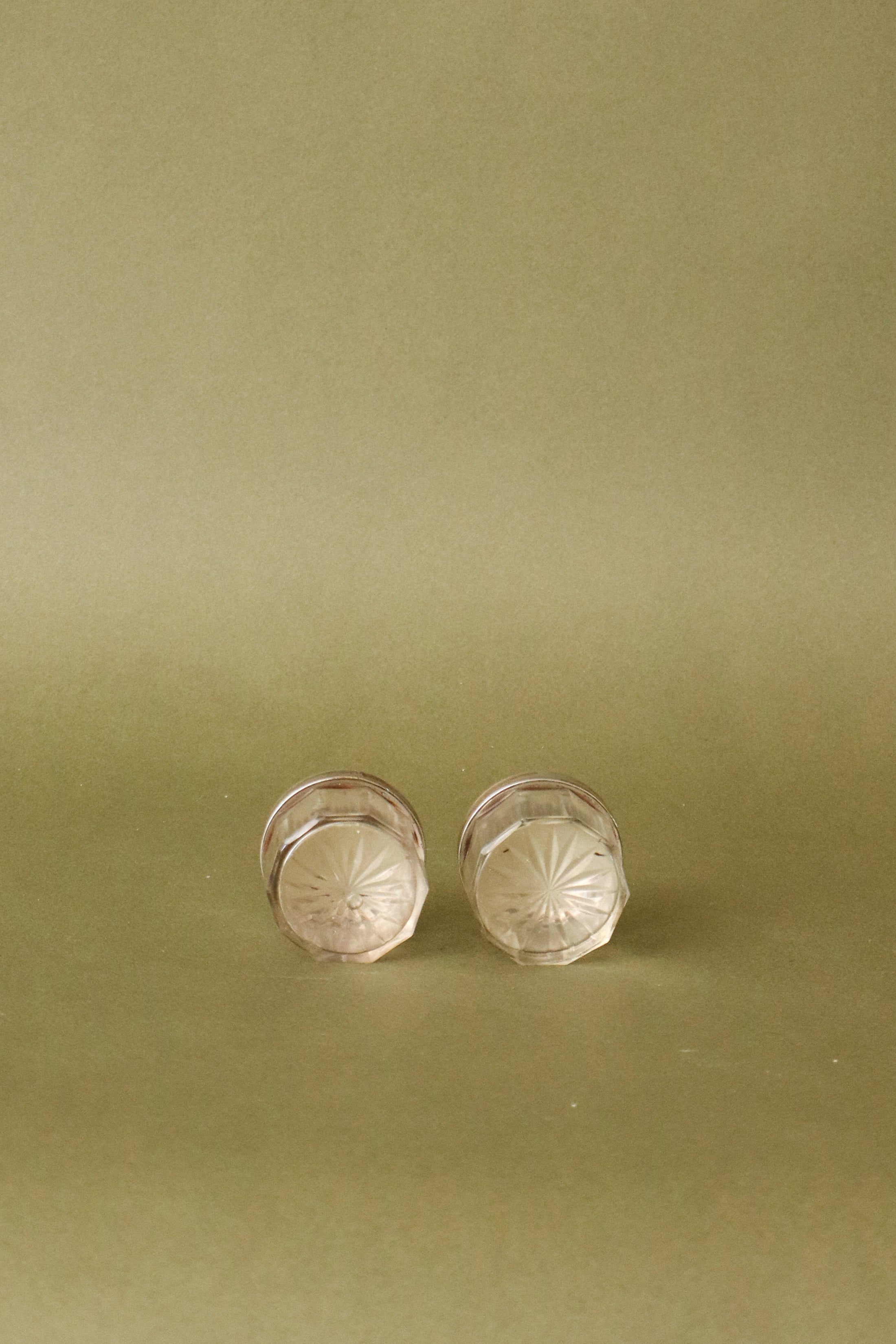 PAIR Victorian Glass + Silver Plate Lid Container