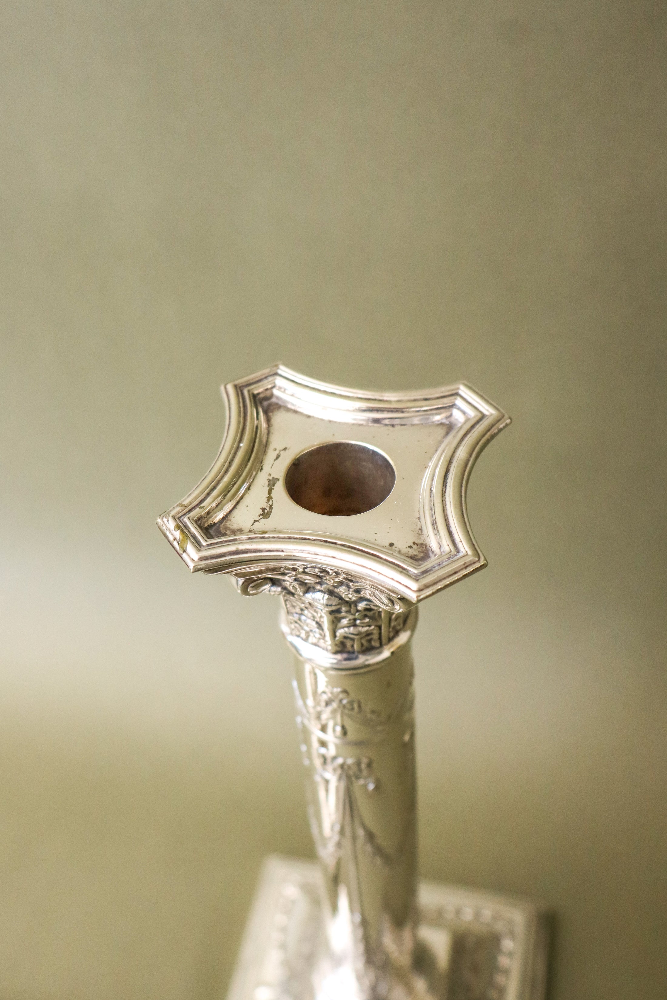 Pair English Silver Plated Candlesticks | Marked JP & Co