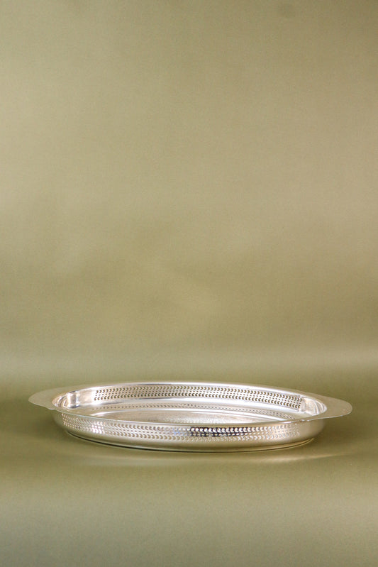 Large Oval Silver Plate Gallery Tray by Rogers