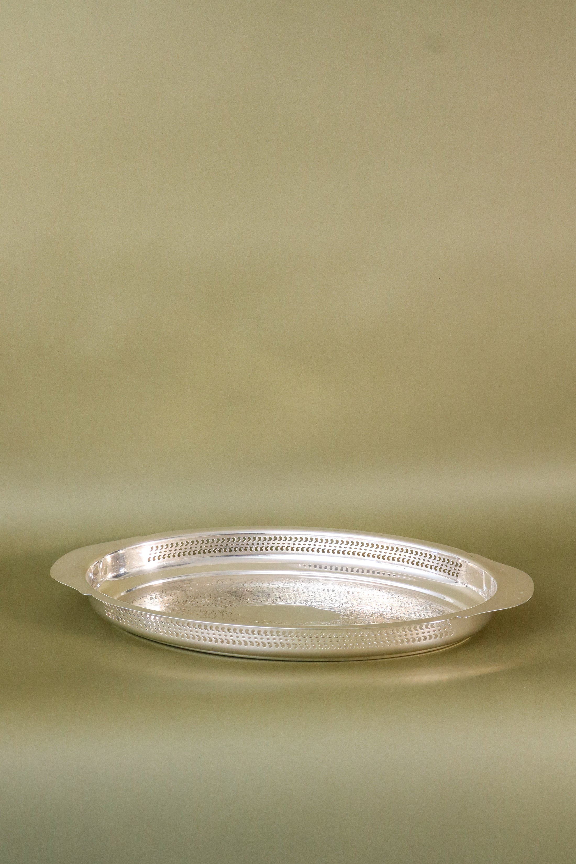 Large Oval Silver Plate Gallery Tray by Rogers