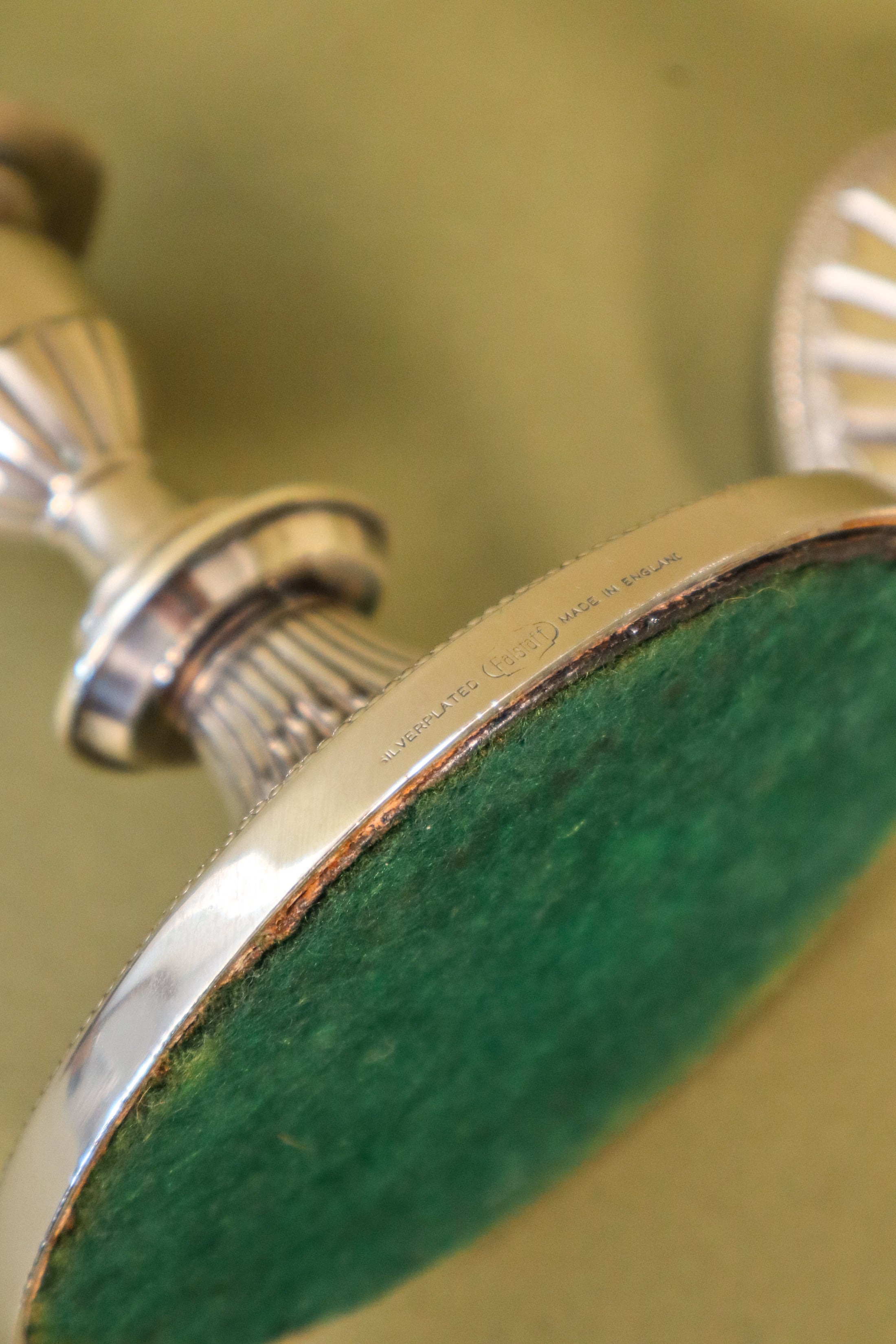 PAIR of English Silver Plate Oblong, Fluted Candle Holders