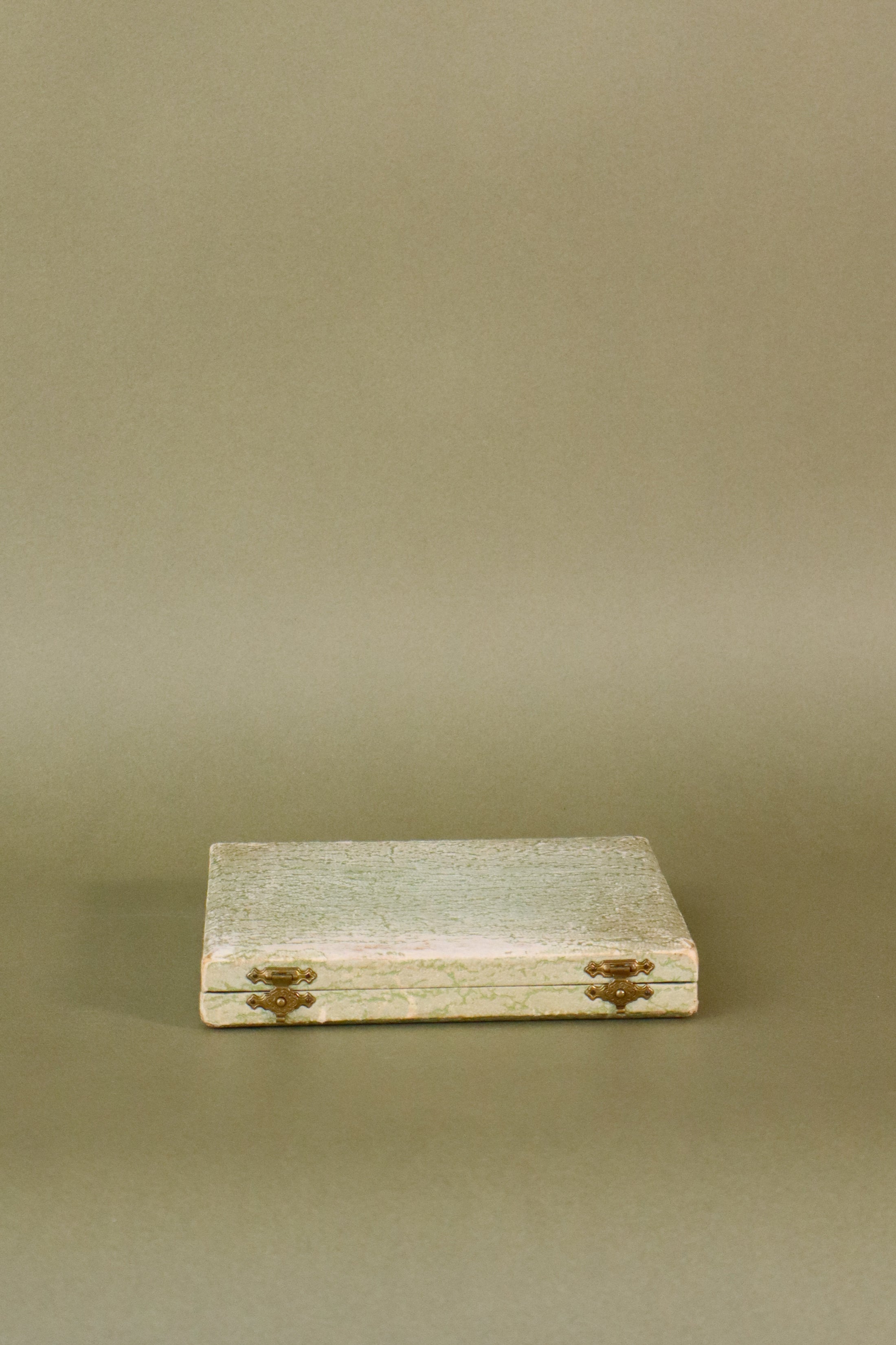 SET of 6 | English Silver Plate Spoons in Original Sage Green Box