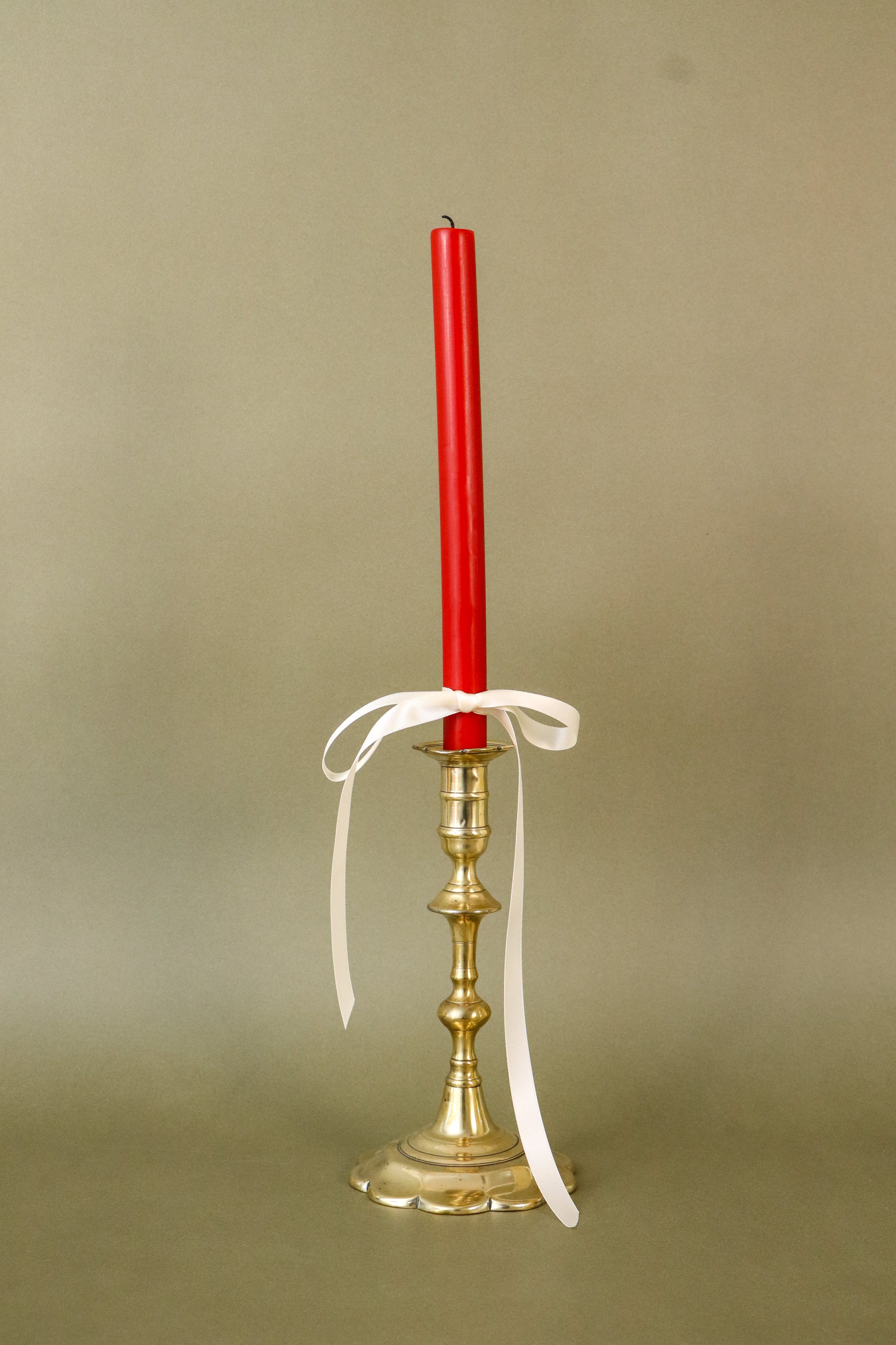 18th Century Brass Seamed Petal Base Candlestick | 8.5"H