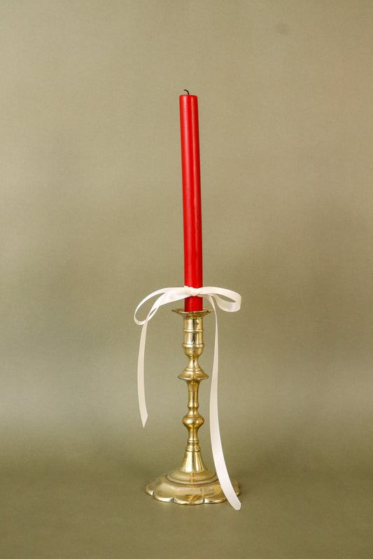 18th Century Brass Seamed Petal Base Candlestick | 8.5"H