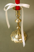 Load image into Gallery viewer, 18th Century Brass Seamed Petal Base Candlestick | 8.5"H
