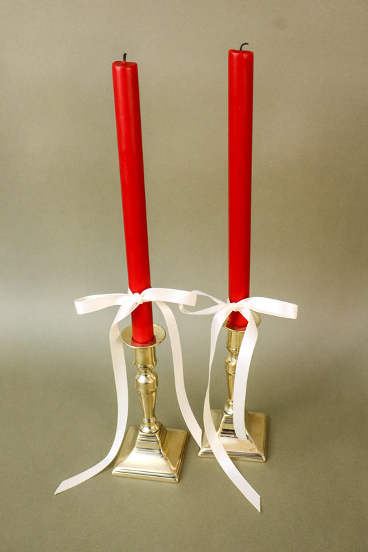 PAIR 19th Century Victorian English Brass Candlesticks (c. 1890) | 6.75"H